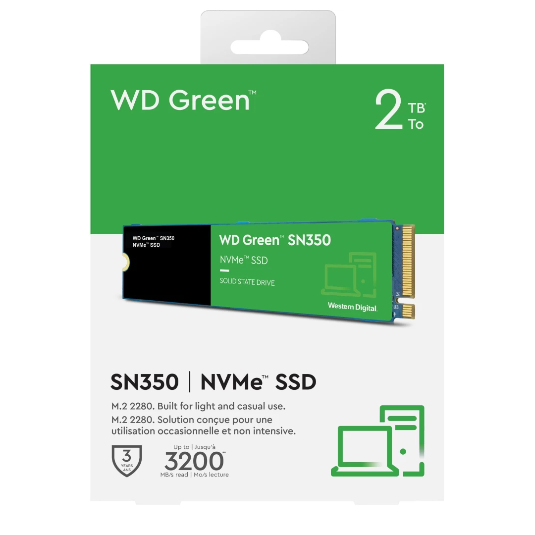 SSD M.2 (2280) NVME 2Tb PCIe Gen3 x4 WD Green SN350