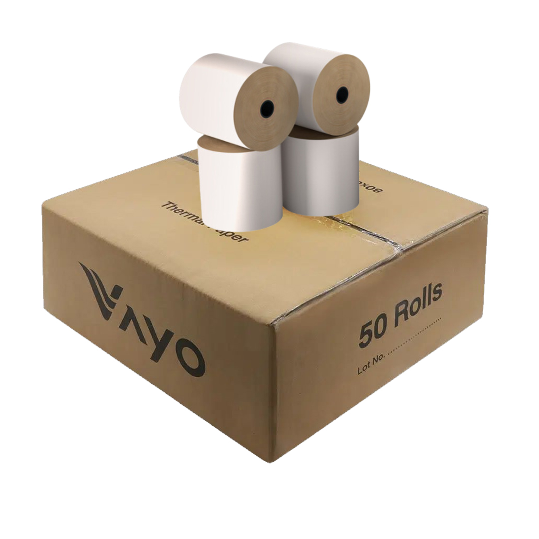 Thermal Paper 80x80mm / core 13mm (Carton / 50 Roll) / 1 side natural wood color