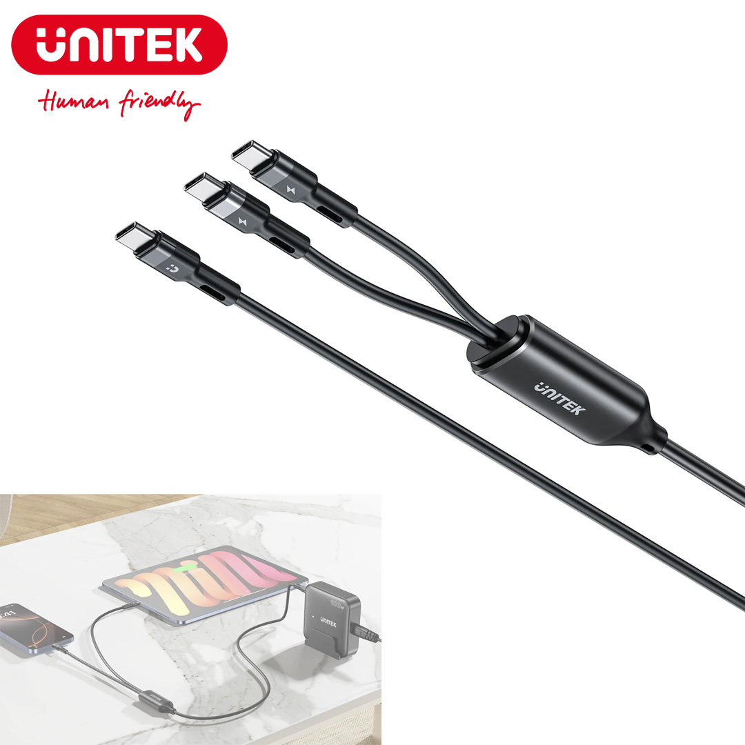 Type-C to 2Type-C Cable Charger 1.8M Unitek C14146ABK-1.8M Suport PD 100W