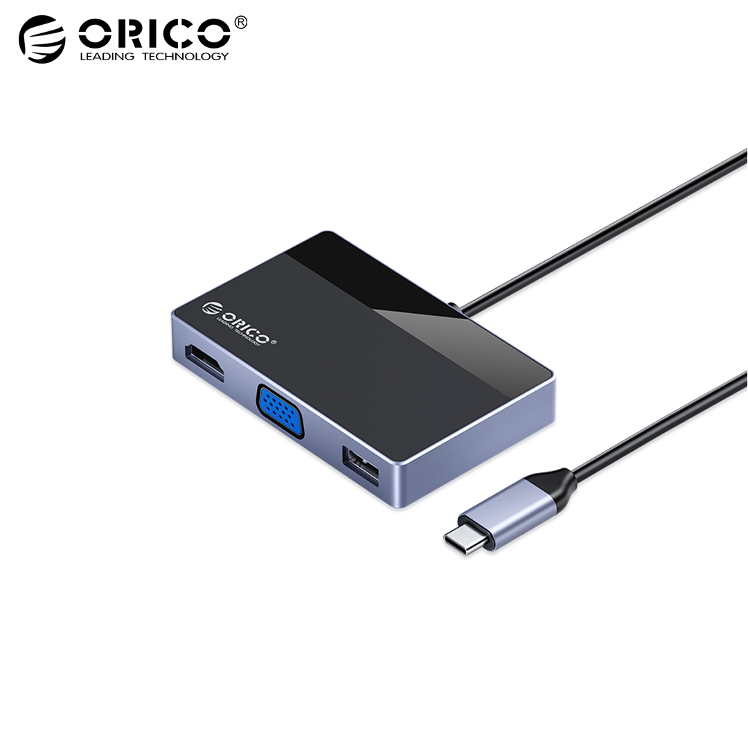 Type-C to HDMI(4K) + VGA + USB 3.0 + Audio + SD/TF Reader + Type-C(PD 100W) ORICO DM-7TS