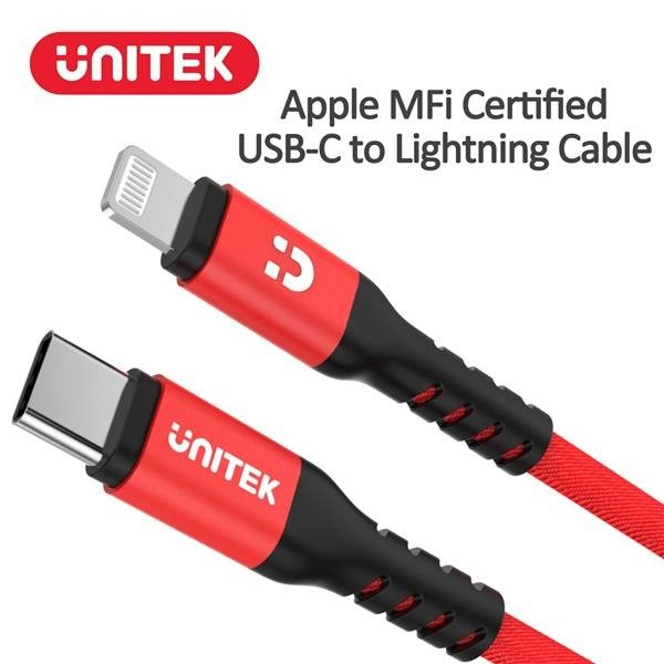 Type-C to Lightning Cable Charger 1M Unitek C14060RD (MFI)