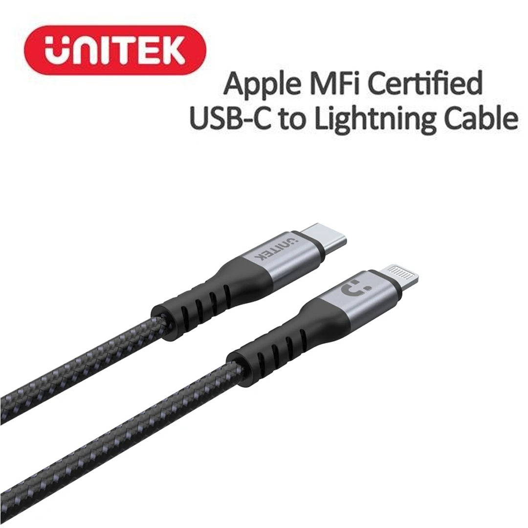 Type-C to Lightning Cable Charger 1M Unitek C14060GY (MFI)