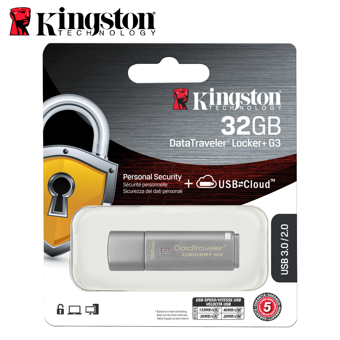 USB(3.0) Flash Driver 32Gb Kingston DTLPG3 (DataTraveler Locker Plus G3)