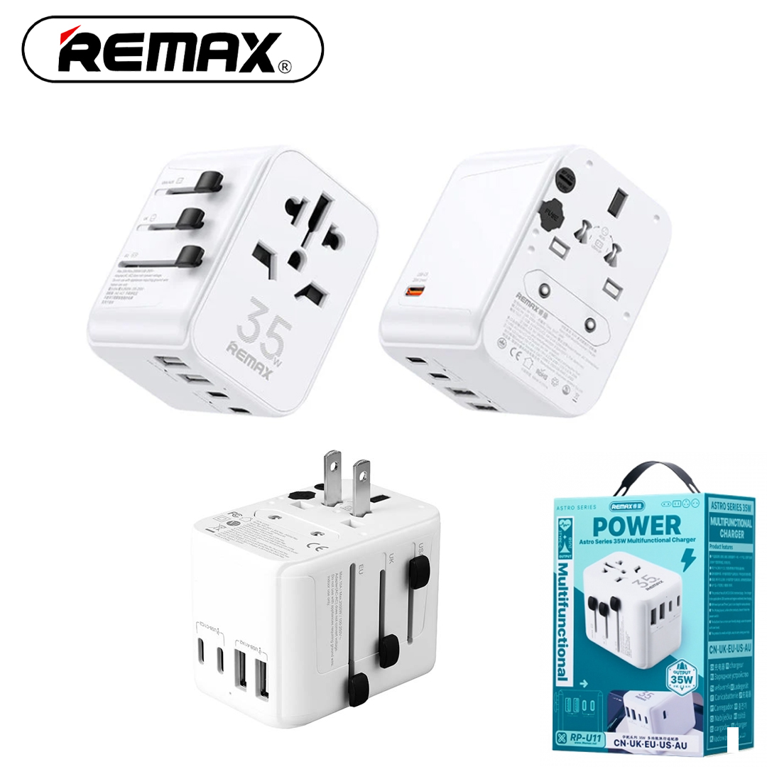 Universal Travel Adapter 35W - 5 Plug (QC3.0 PD) REMAX RP-U11