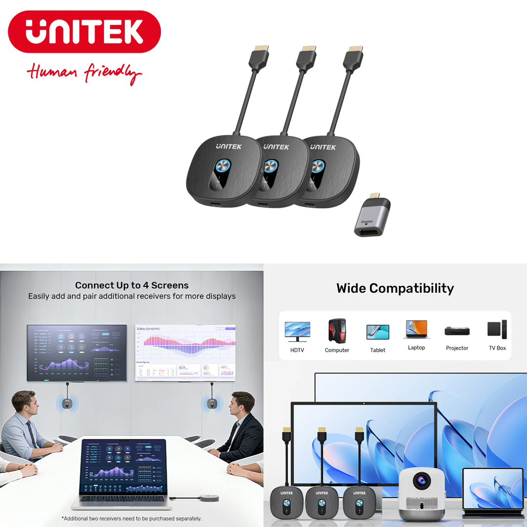 Wireless HDMI Transmitter & Dual Receivers Kit Unitek V1711ABK01