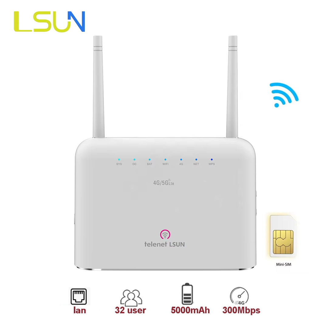 Wireless Router 4G / 300Mbps LSUN MF286N (5.000mAh, 2 Antena, 4LAN 10/100)